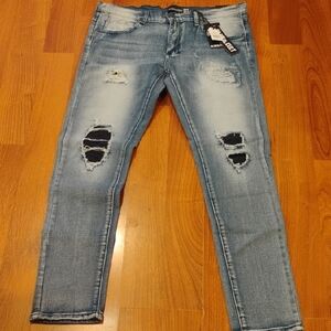 RocLight Blue Distressed Skinny Jeans